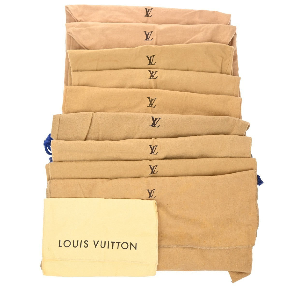 LOUIS VUITTON Logo 10 Set Dust Bag Drawstring Canvas Cotton Beige Brown 01KP237