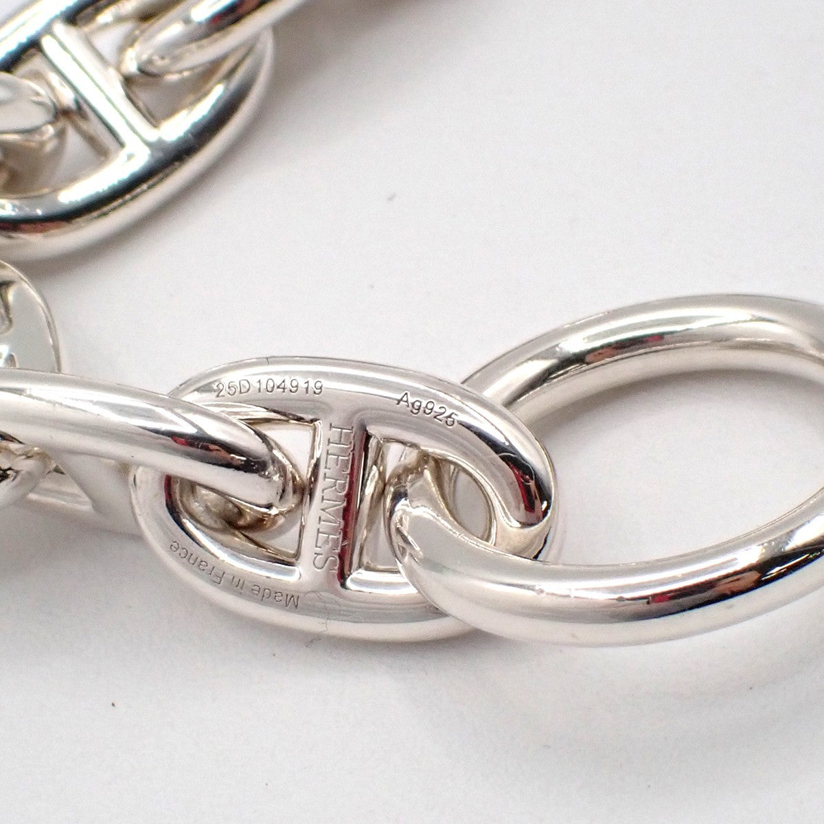 HERMES Logo Chaine D'ancre MM Chain Bracelet  14 Link Silver Ag925 363LC609