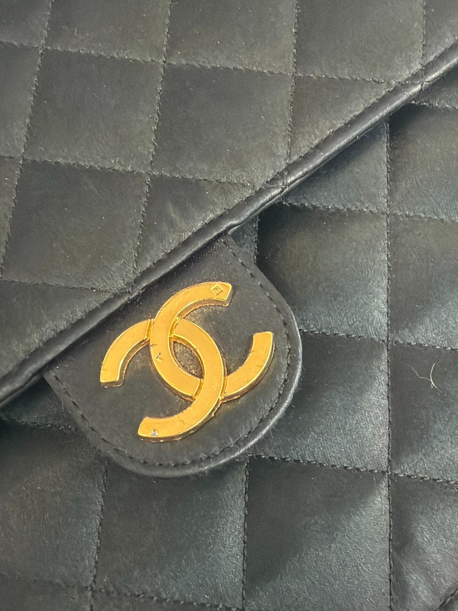 CHANEL CC Logo Mini Matelasse Chain Shoulder Bag Satin BK GHW Vintage 307RQ020