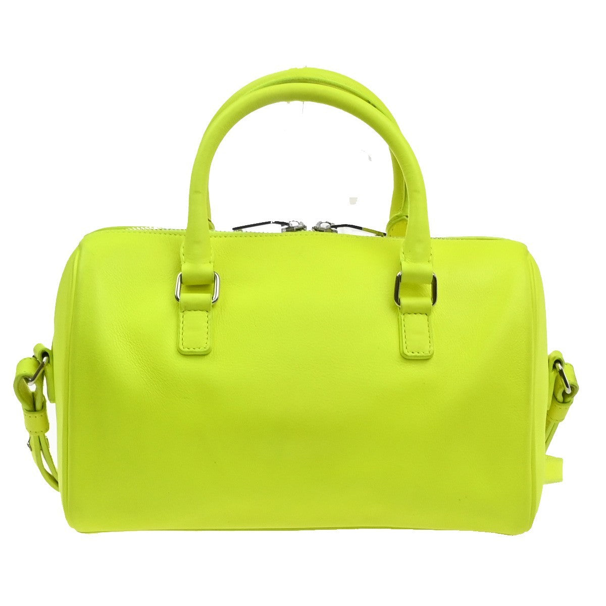 SAINT LAURENT Baby Duffle 2Way Shoulder Hand Bag Leather Neon Yellow 16YJ121