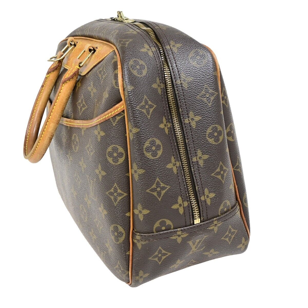 LOUIS VUITTON LV Logo Deauville Hand Bag Monogram Leather Brown M47270 32FB018
