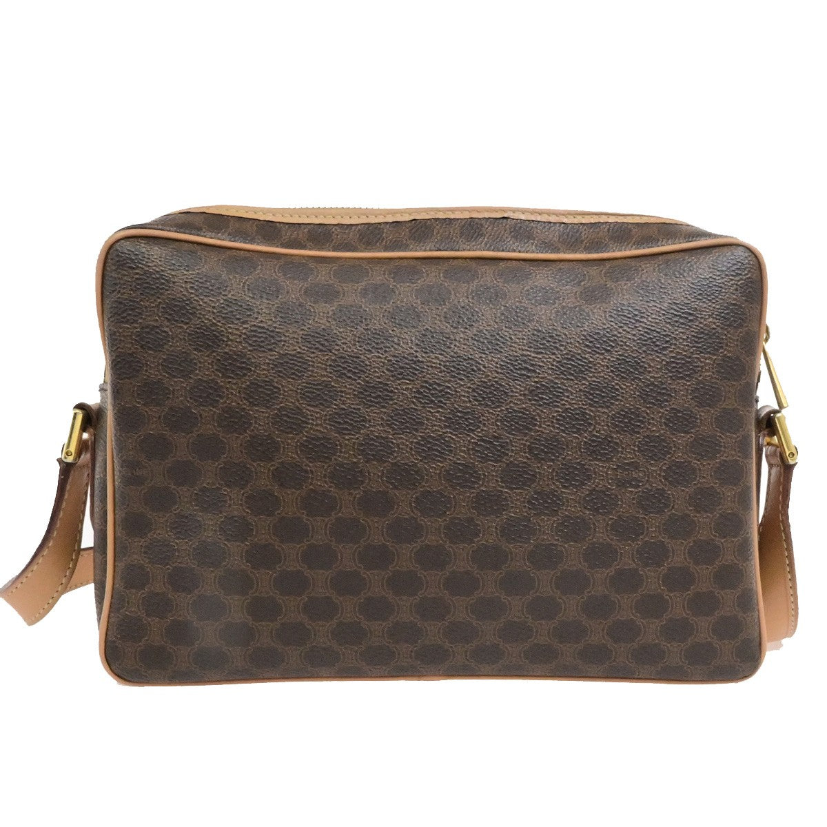 CELINE Logo Macadam Pattern Shoulder Bag PVC Leather Brown GHW Italy 38YH127