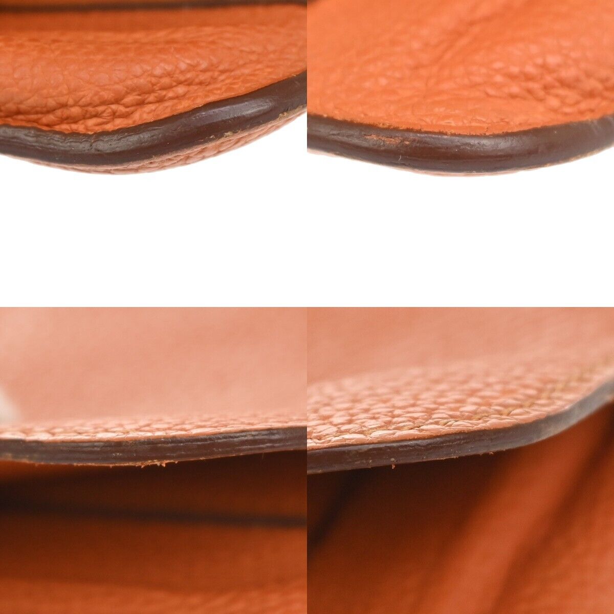 HERMES Logos Dogon GM Long Bifold Wallet Purse Veau Togo Leather orange 83RF064
