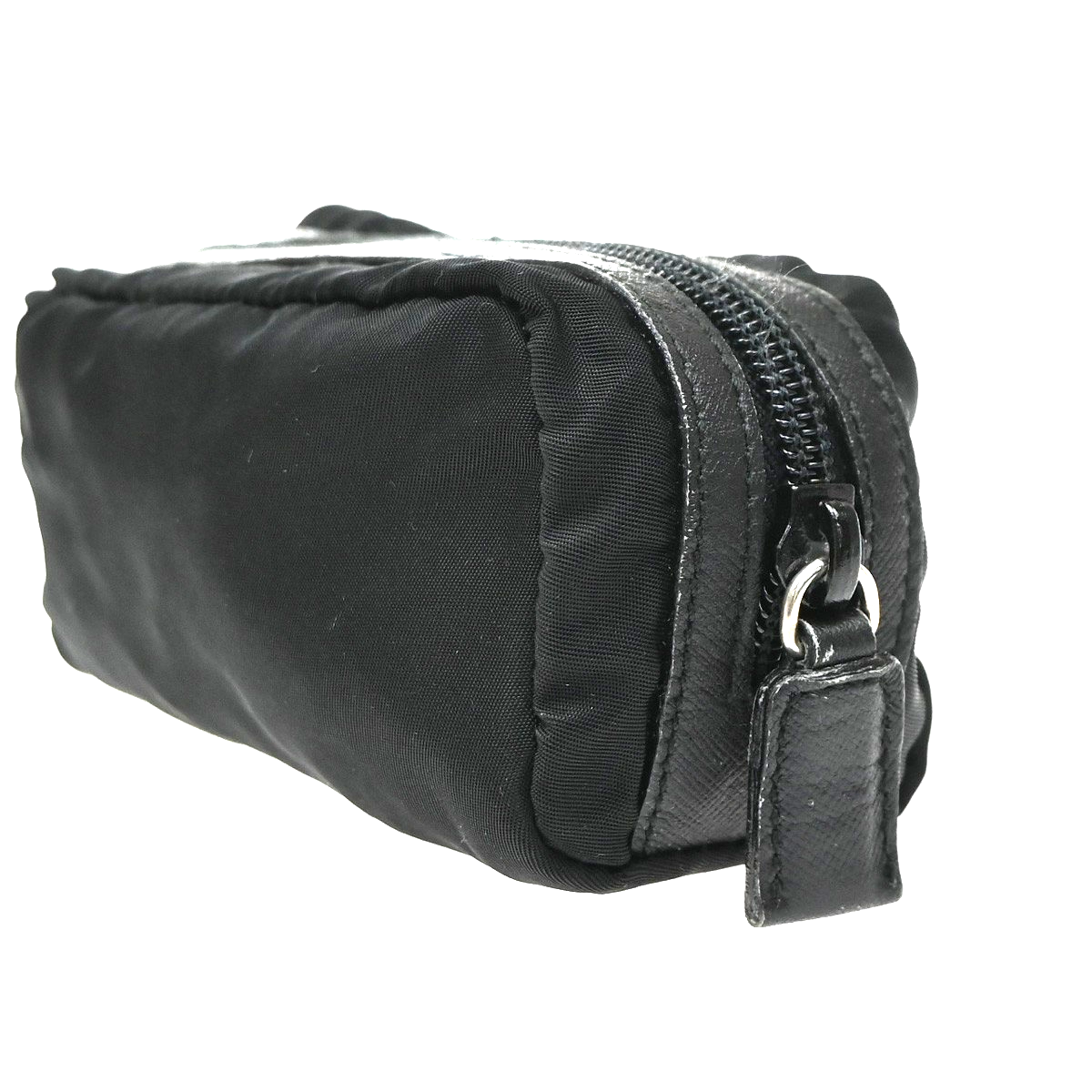 PRADA Logo Tessuto Mini Cosmetic Pouch Nylon Leather Black SHW Italy 09KD207