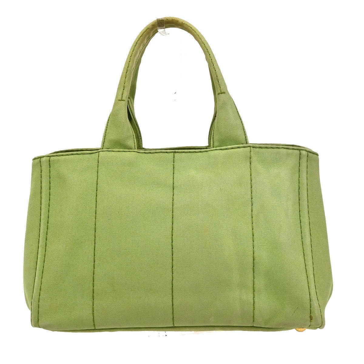 PRADA Milano Logo CANAPA Tote Hand Bag Denim Leather Green Gold Italy 32CA995