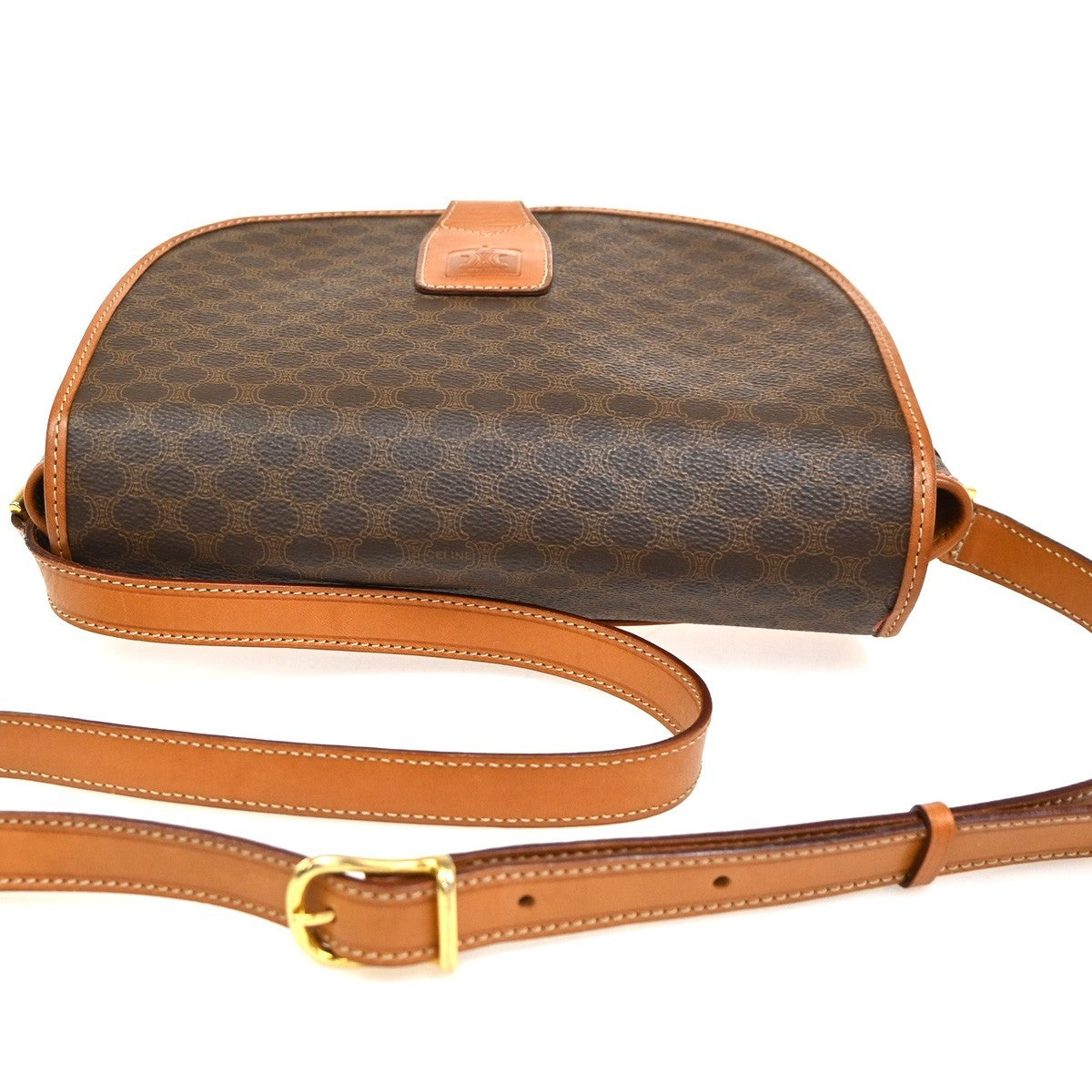 CELINE Logo Macadam Crossbody Shoulder Bag PVC Leather Brown Italy 35KC353