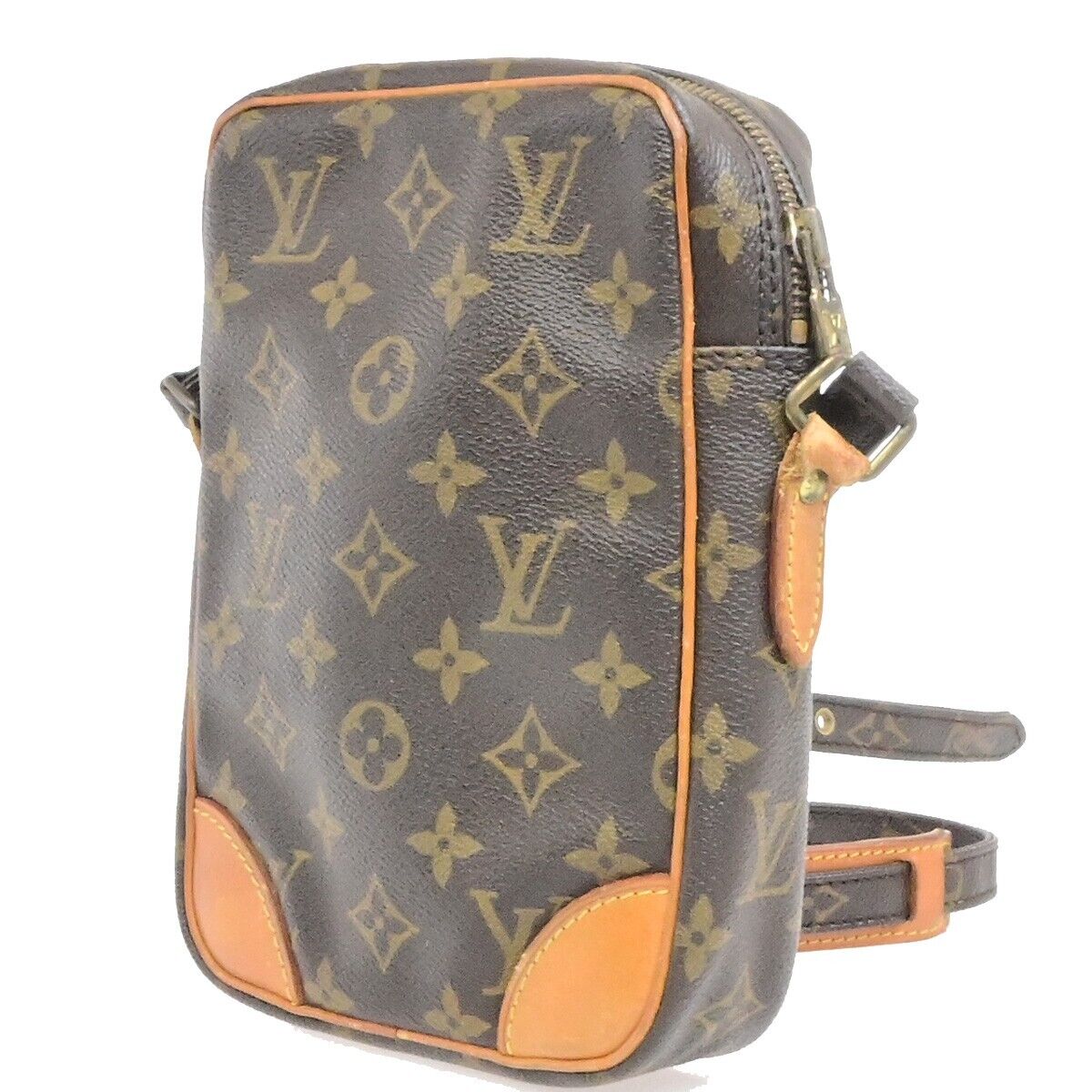 LOUIS VUITTON Danube Shoulder Bag Monogram Leather Brown France M45266 61ED986