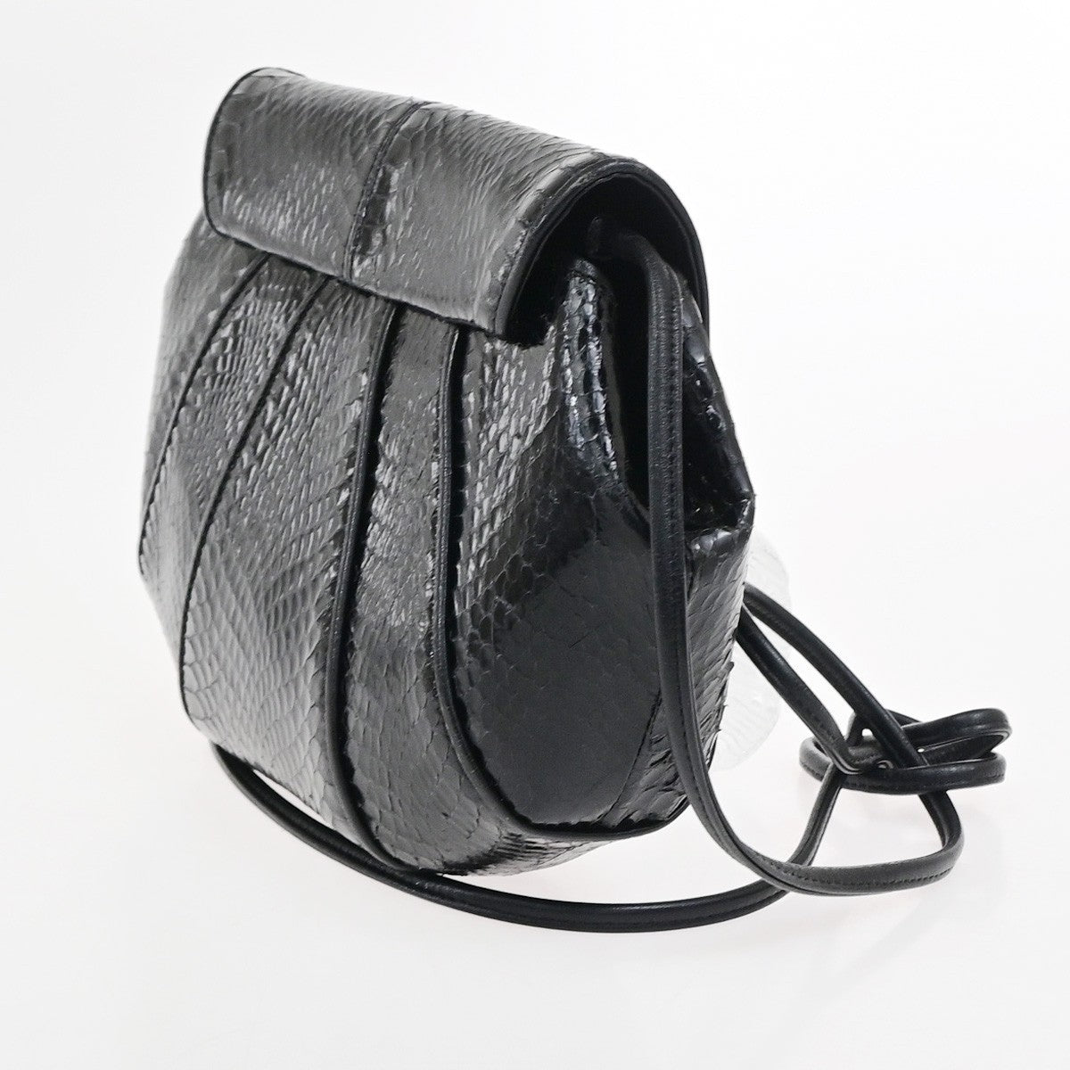 YVES SAINT LAURENT Logo Shoulder Bag Embossing Leather Black GHW 63KD155