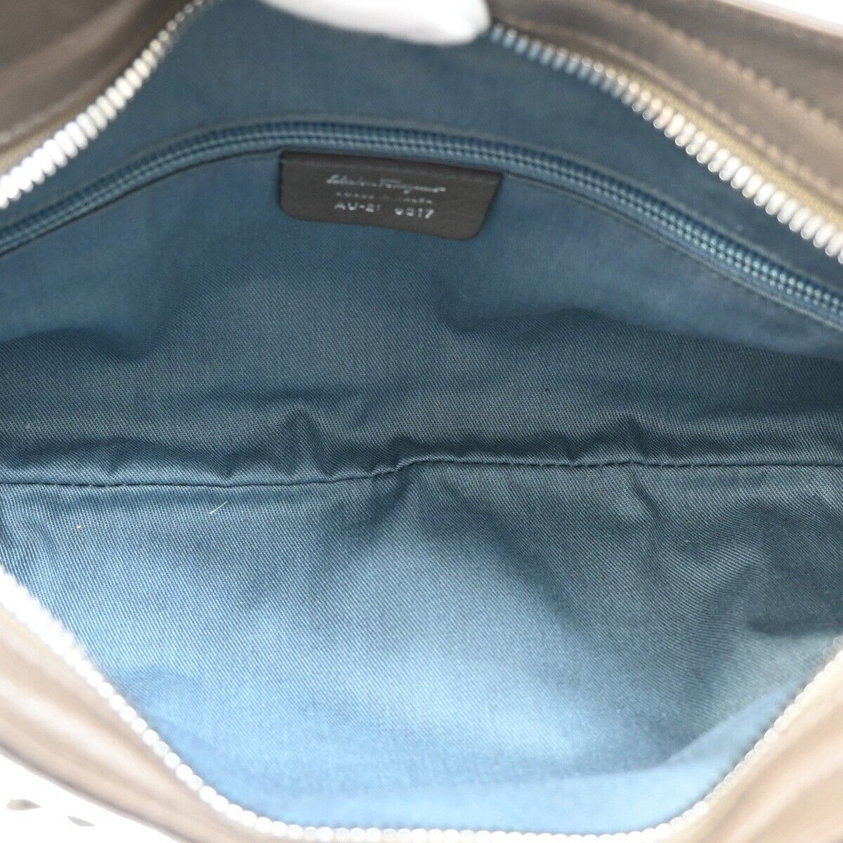 SALVATORE FERRAGAMO Logo Marisa Gancini Shoulder Bag Leather Gray Italy 69FA576
