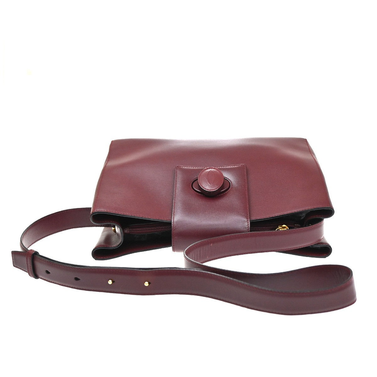 MUST DE CARTIER 2C Logo Crossbody Shoulder Bag Leather Red GHW  Frence 34SA083