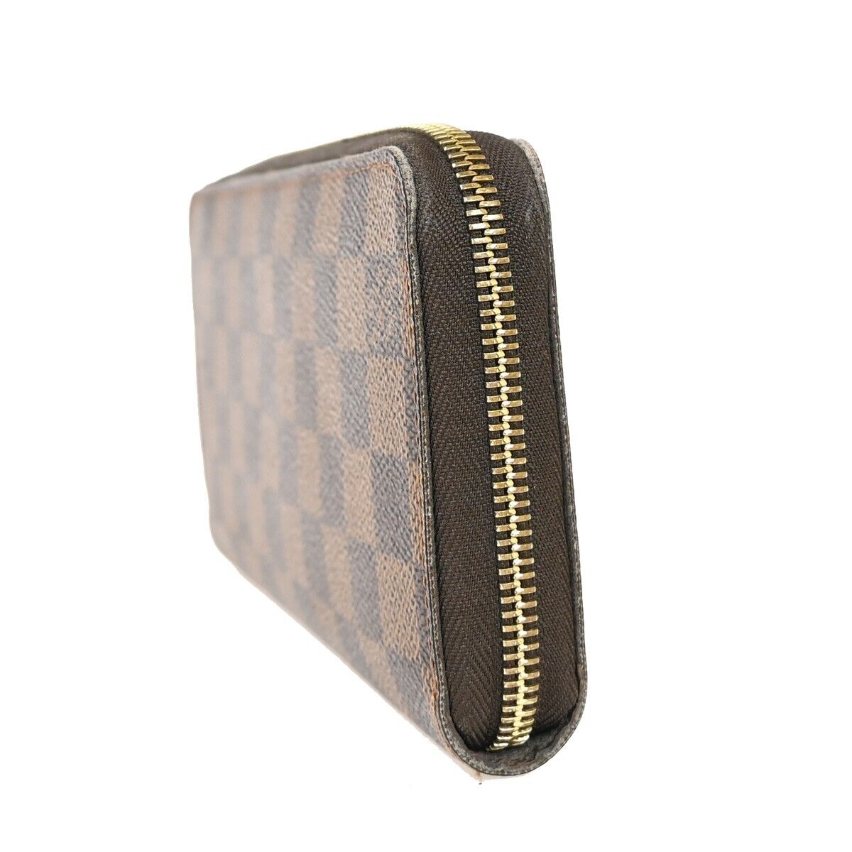 LOUIS VUITTON Zippy Wallet Long Bifold Purse Damier Leather Brown N60015 35FA146