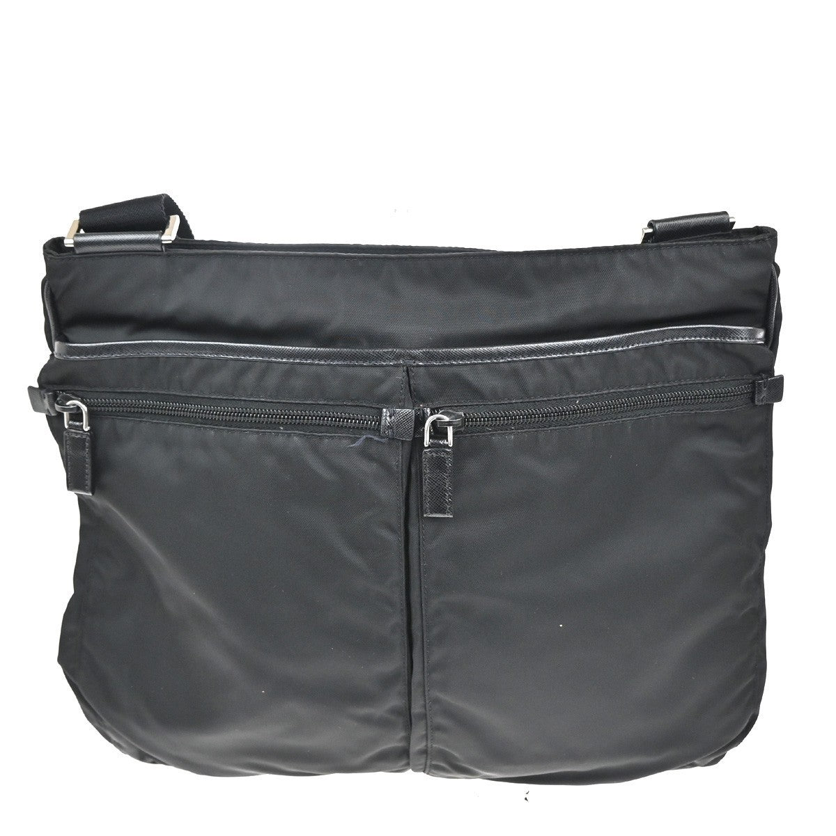 PRADA MILANO Tessuto Messenger Shoulder Bag Nylon Leather Black 85KC404