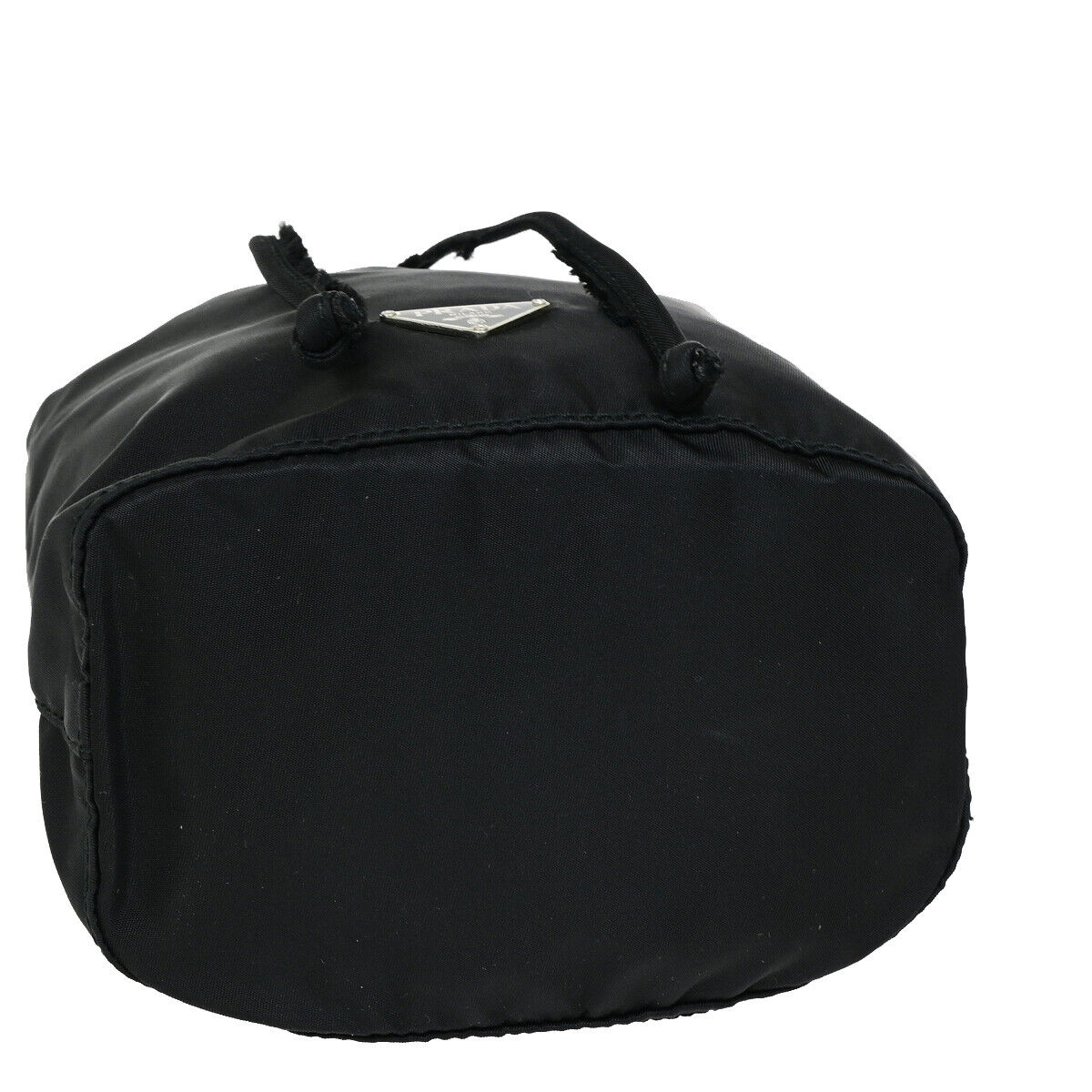 PRADA Logo Tessuto Drawstring Pouch Nylon Leather Black SHW Italy 61YF613