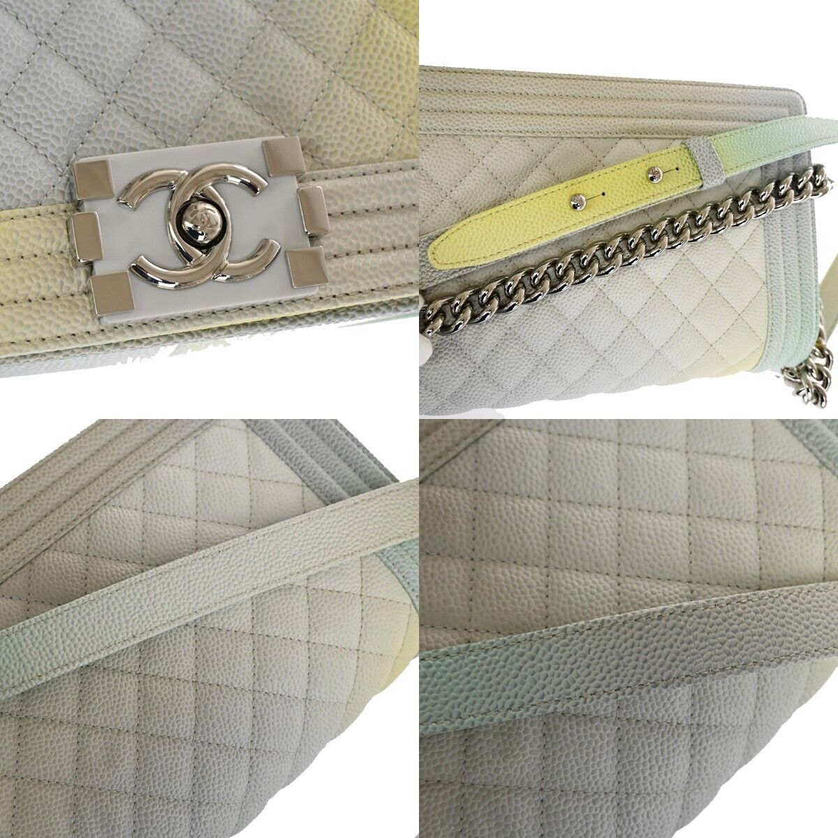 CHANEL Boy CC Logo Unicorn Multi Chain Shoulder Bag Caviar Skin Leather 937RJ414