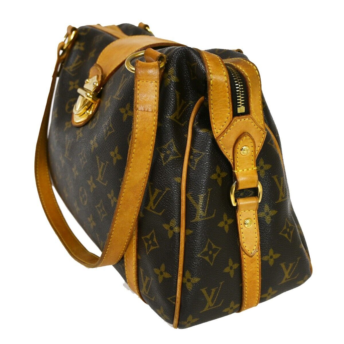 LOUIS VUITTON LV Stresa PM Shoulder Bag Monogram Leather Brown M51186 72SH676