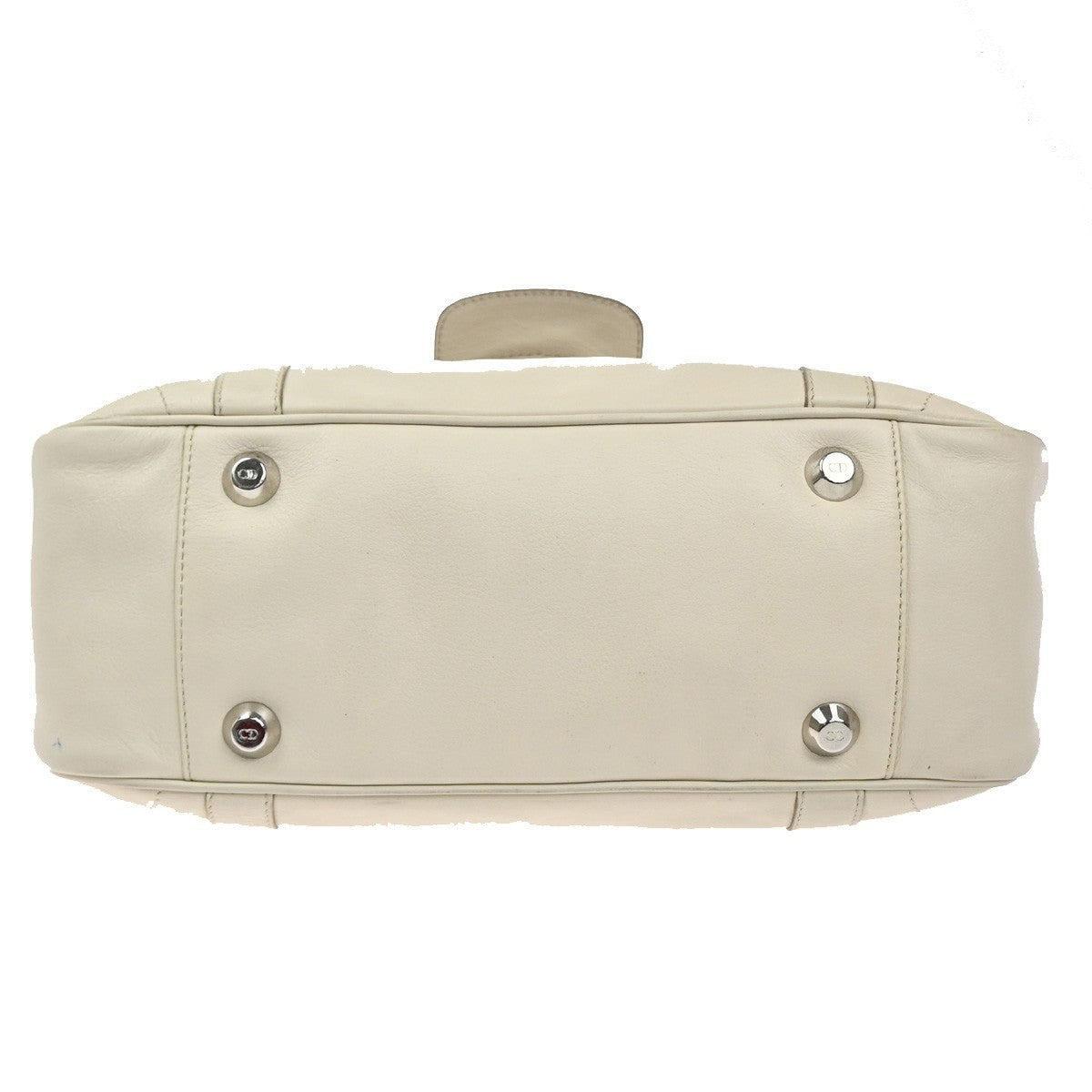 CHRISTIAN DIOR CD Logo Flap Shoulder Hand Bag Leather White SHW Italy 95MA437