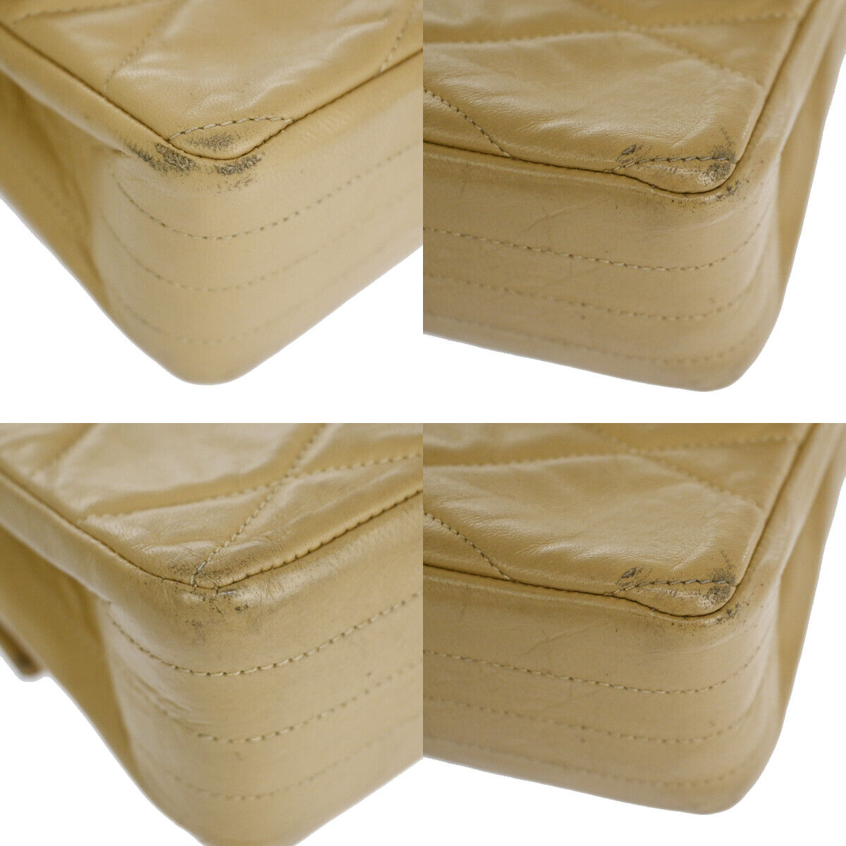 CHANEL CC Matelasse 23 Chain Shoulder Bag Leather Beige GHW Vintage 695RJ532