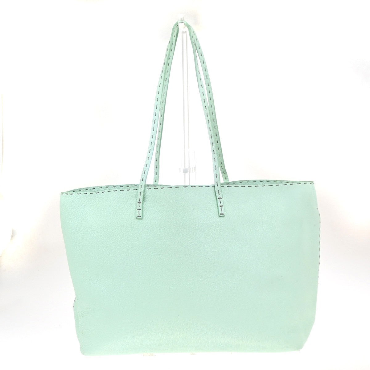 FENDI Selleria Logo Shoulder Tote Hand Bag Leather Green Italy 87MA292