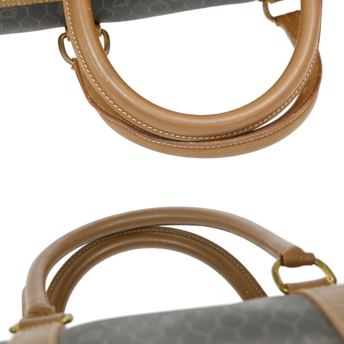 CHRISTIAN DIOR Logo Honeycomb Hand Bag PVC Leather Brown Black GHW 31PA021