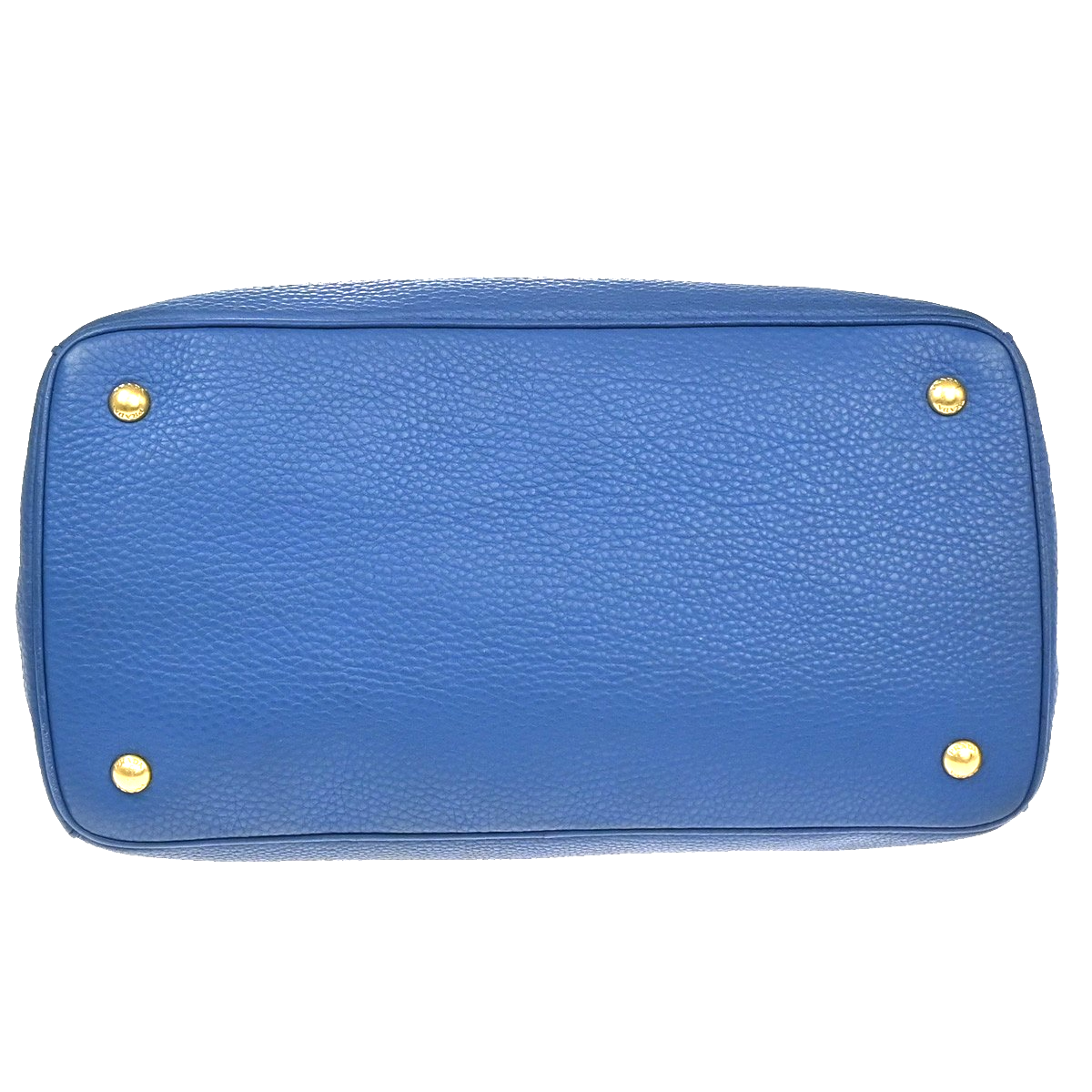 PRADA Logo 2Way Shoulder Hand Bag Vitello Daino Leather Blue GHW Italy 18YJ205