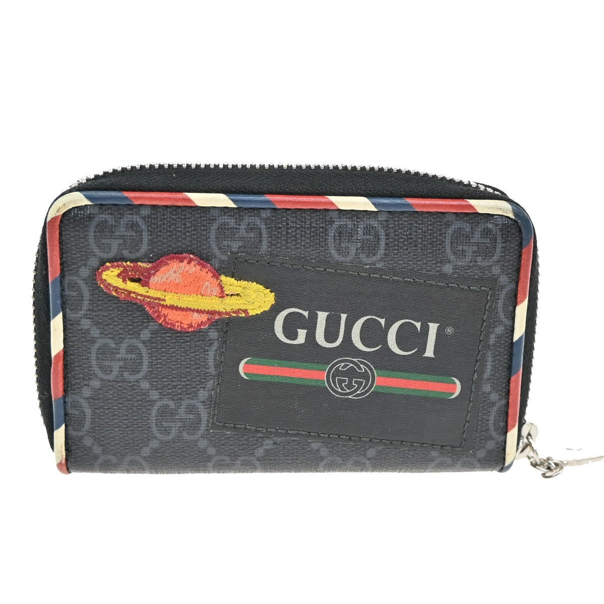 GUCCI Logo GG Pattern Night Courrier Card Case Wallet Supreme Leather BK 33FC168