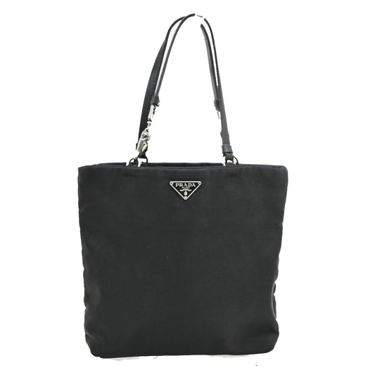 29.Live PRADA MILANO Logo Mini Hand Bag Leather Nylon Black SHW Italy 02TA689