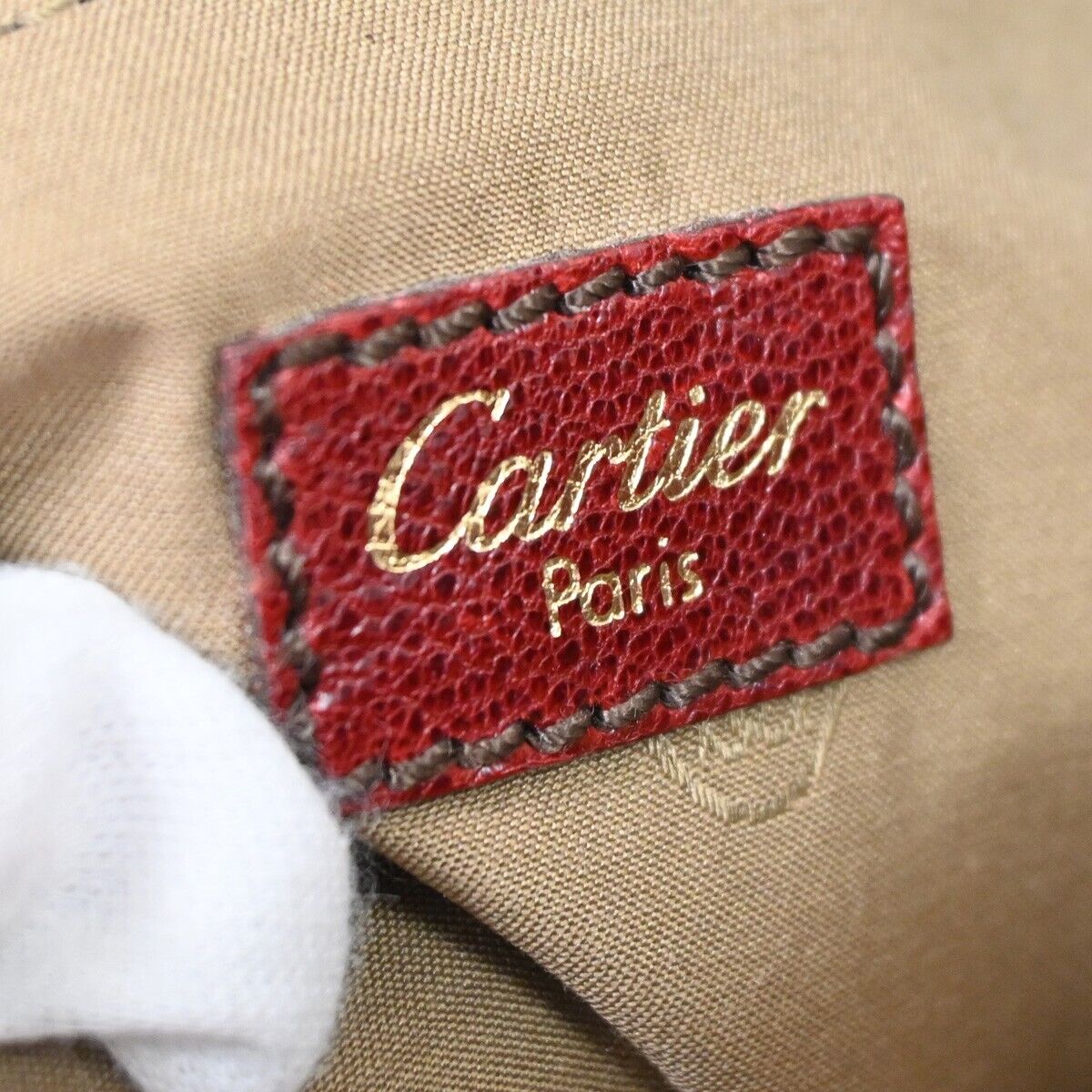 CARTIER Logo Marcello de Cartier Shoulder Hand Bag Leather Bordeaux 80YD885