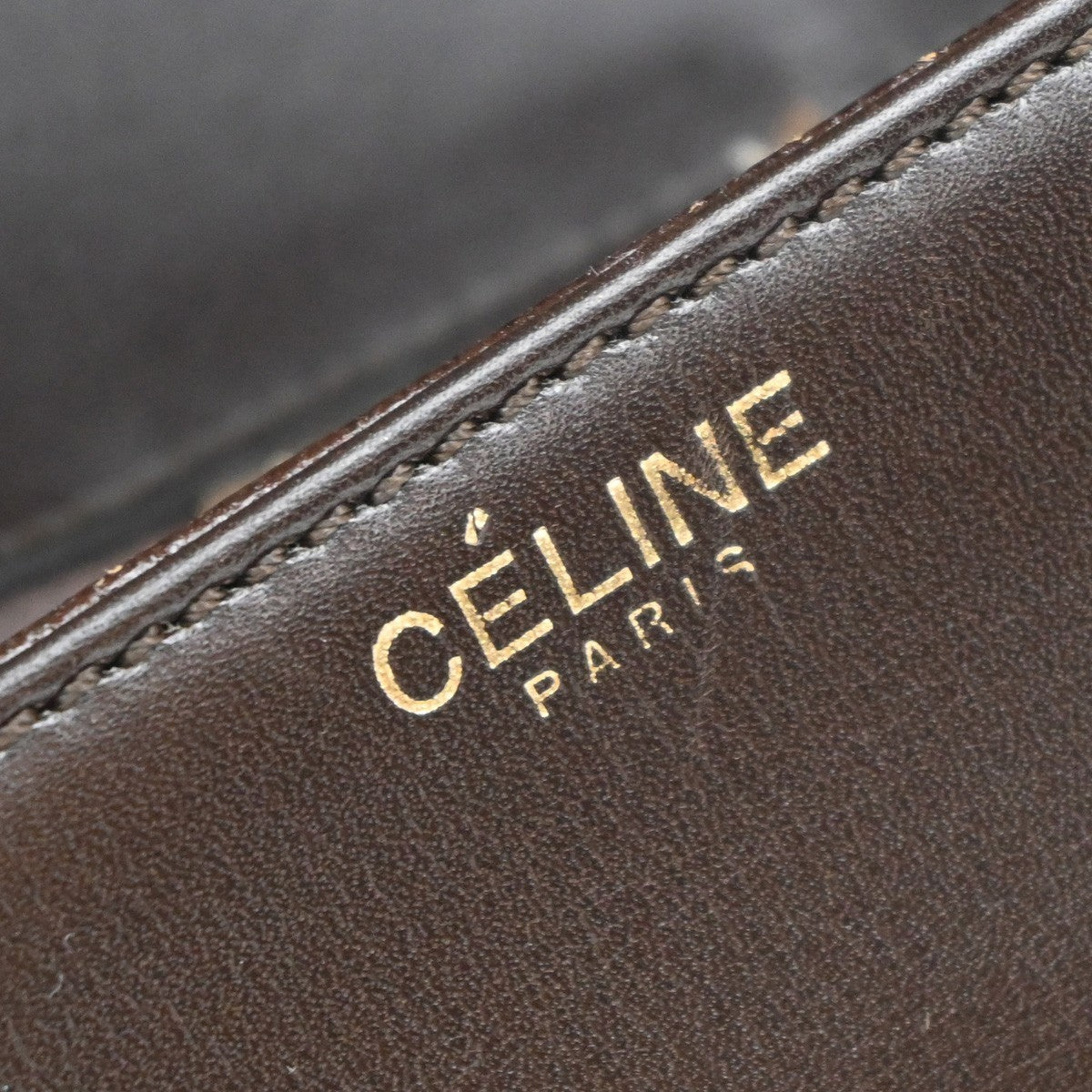 CELINE Horse Carriage Logo Shoulder Bag Leather Brown Gold 32KP193