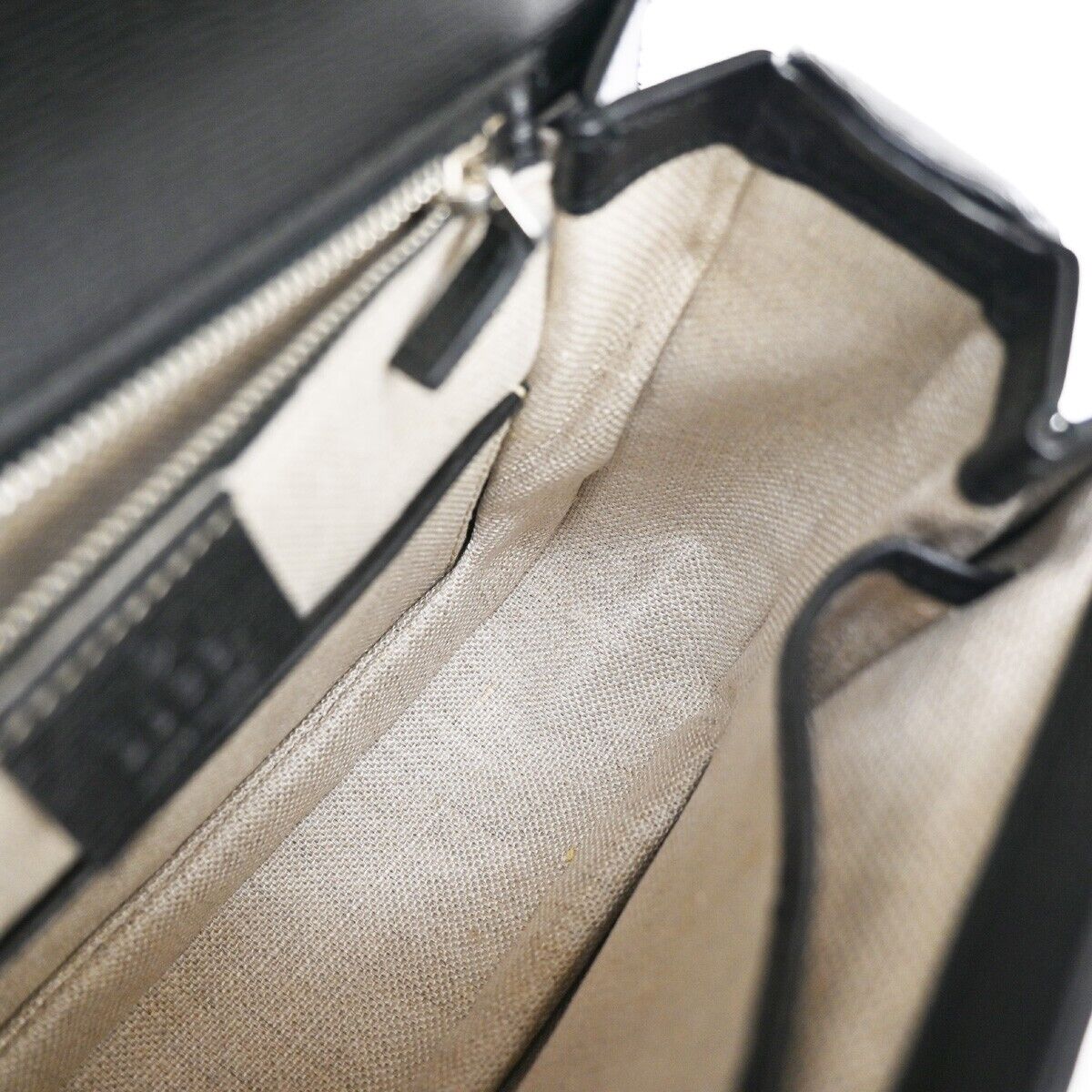 GUCCI Logo Bamboo 2Way Shoulder Hand Bag Leather Black Silver Italy 629RH724