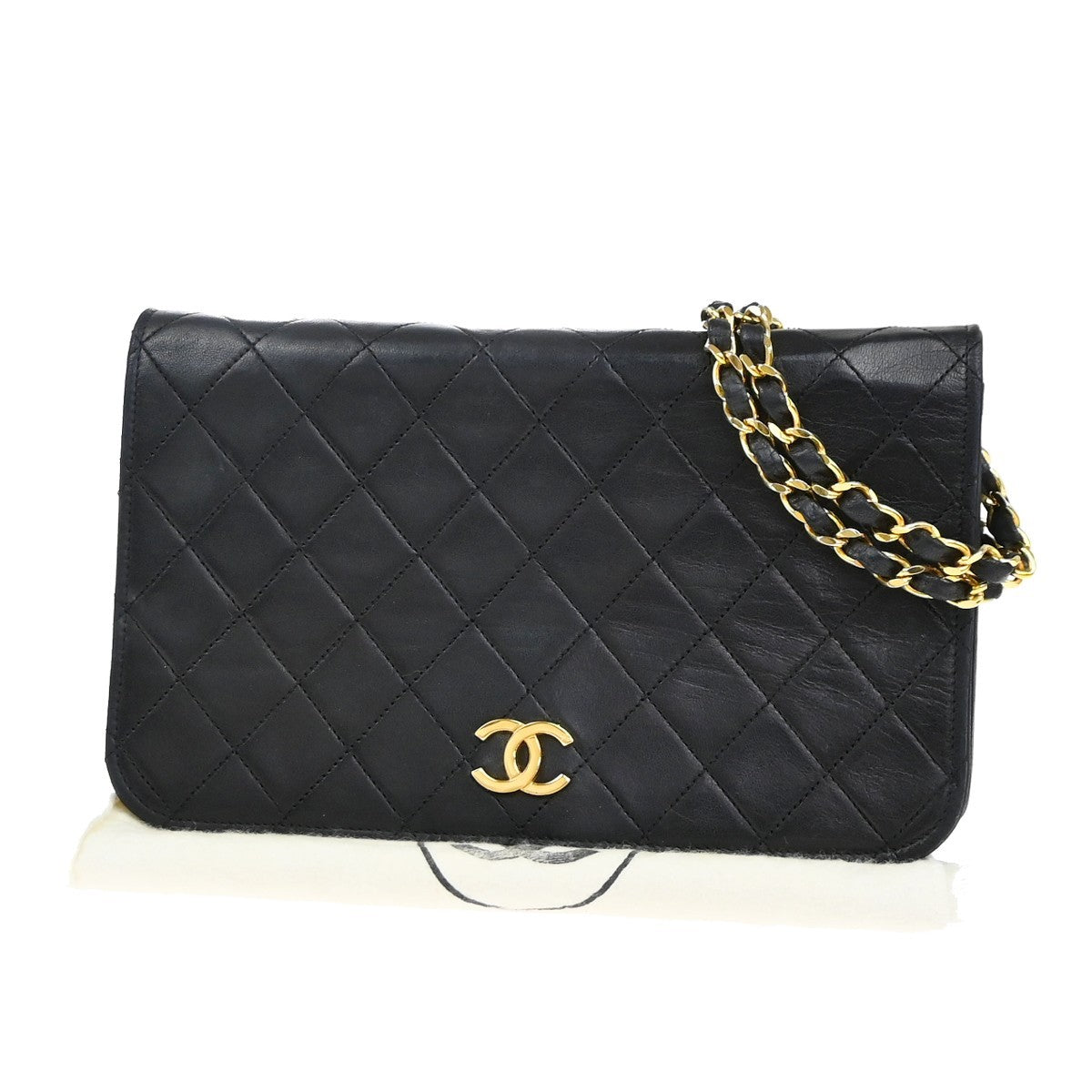 CHANEL CC Matelasse 23 Full Flap Chain Shoulder Bag Leather Black GHW 52RP019
