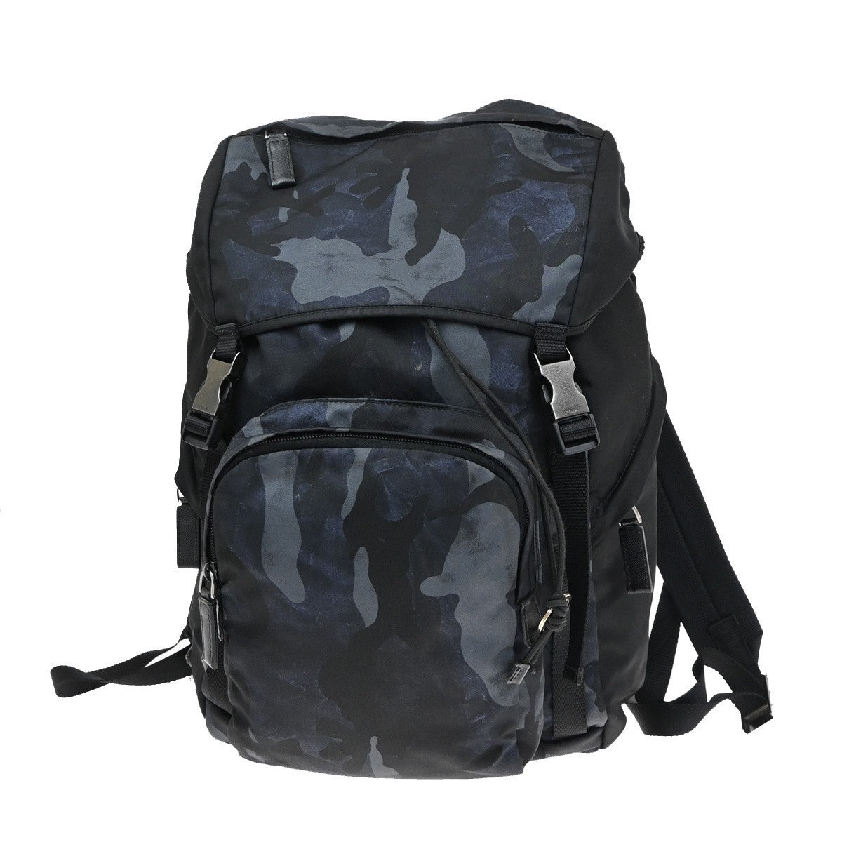PRADA Logo Tessuto Camouflage Backpack Bag Nylon Leather Black SHW Italy 88KB710