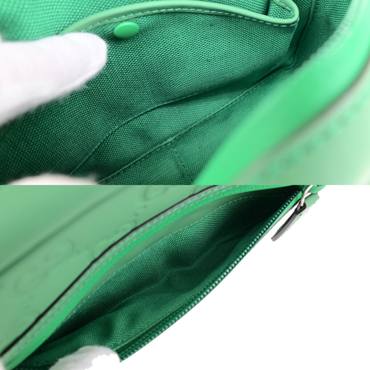 GUCCI Logo GG Rubber Effect Leather Mini Shoulder Bag Green Italy 602RK729