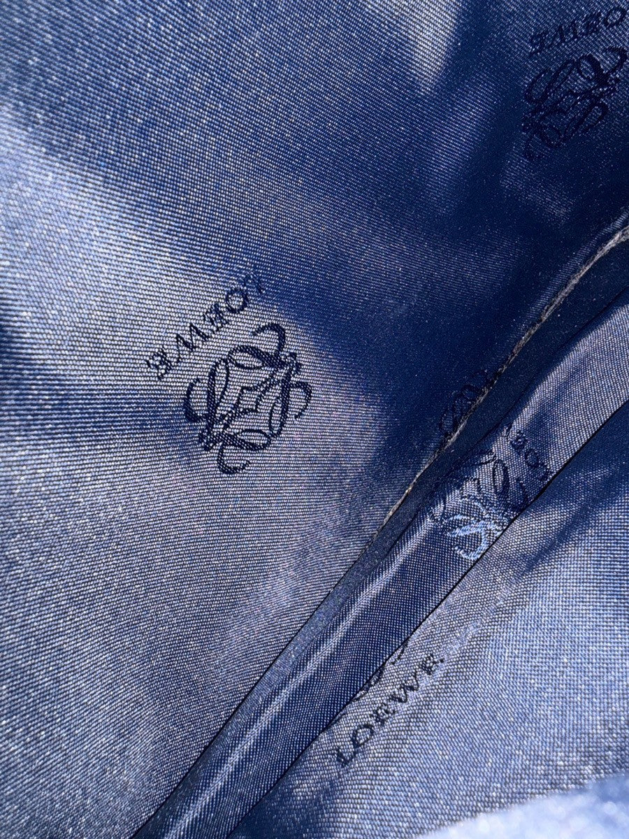 LOEWE Logo Anagram Shoulder Hand Bag Leather Navy Blue GHW Spain 66YJ270