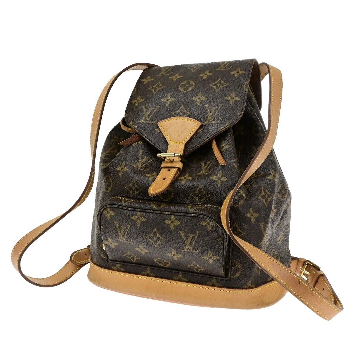 LOUIS VUITTON Montsouris MM Backpack Bag Monogram Leather Brown M51136 21ED423
