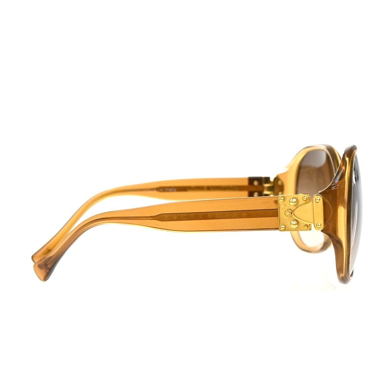 LOUIS VUITTON Glitter Sunglasses Eye Wear Plastic Brown Gold Z0283E 30EG270