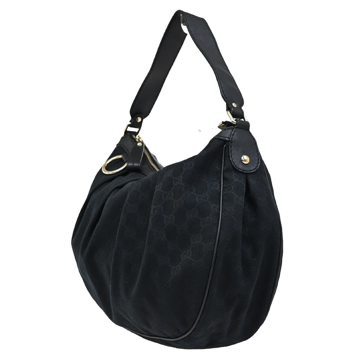 GUCCI Logo Sukey GG Pattern Shoulder Bag Canvas Leather Black Italy 30EE281
