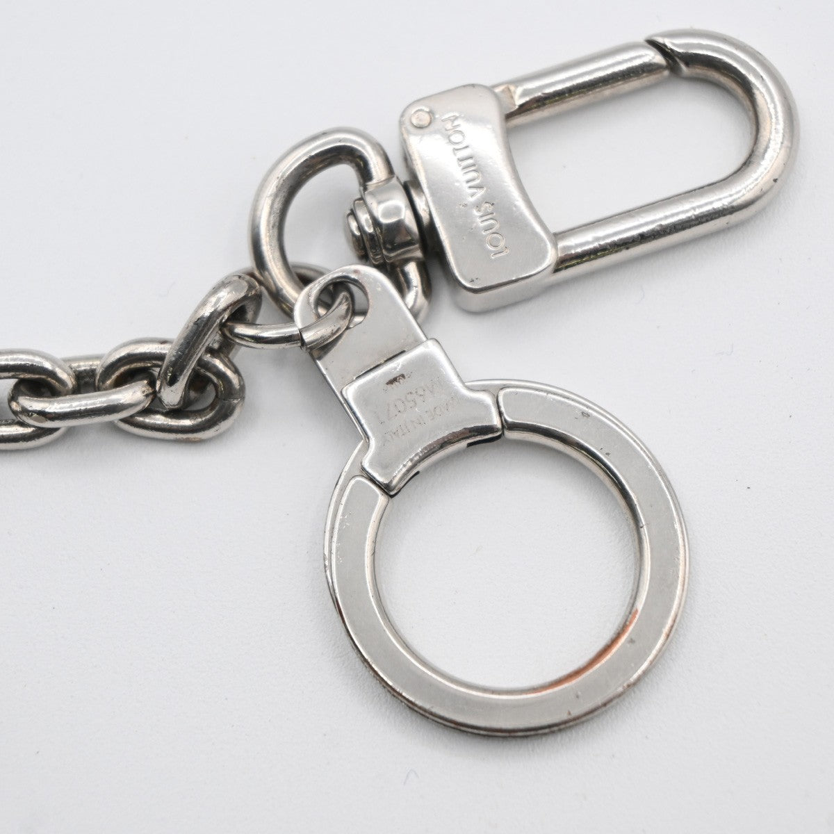 LOUIS VUITTON LV Porte Cles Initiales LV Charm Key Ring Silver M65071 67MA374