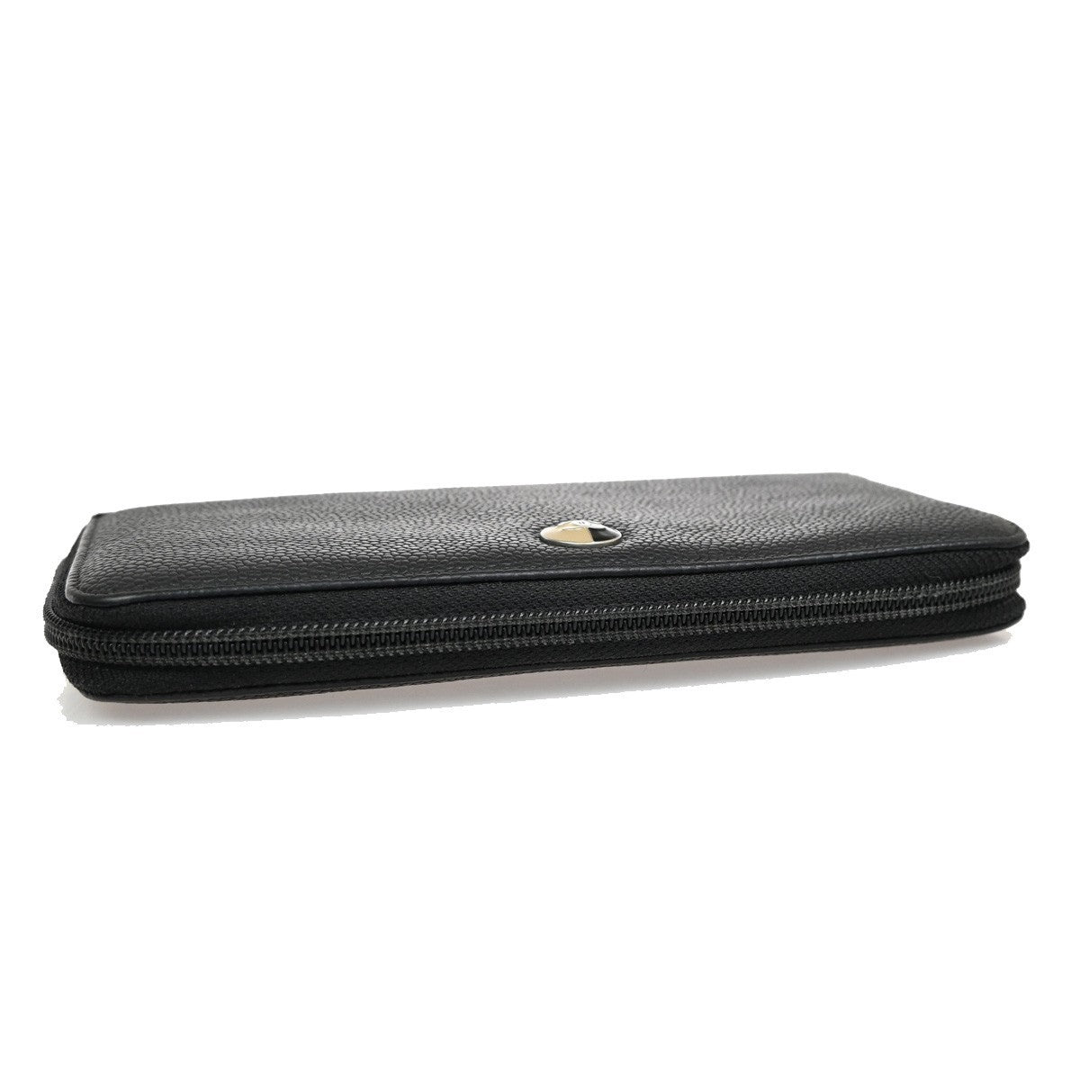 CHANEL CC Zipper Long Bifold Wallet Purse Grained Calfskin Leather Black 80KB288