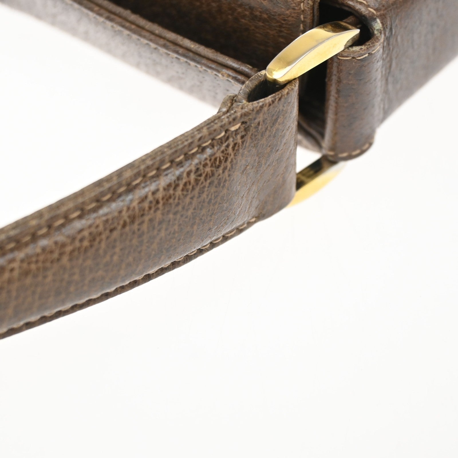 GUCCI Logo Shoulder Hand Bag Turn Lock Leather Brown GHW Italy 35KD066