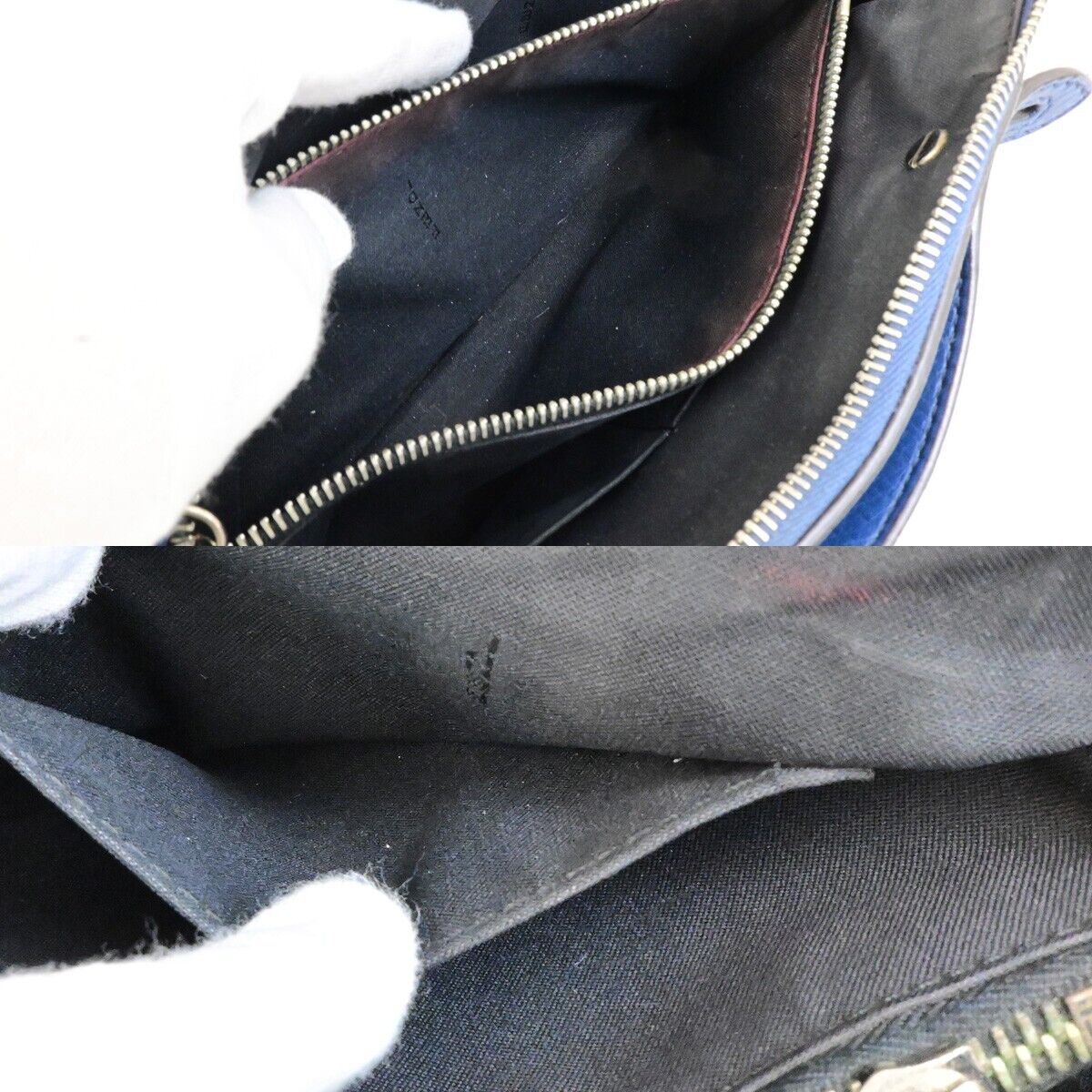 FENDI Logo By The Way 2Way Shoulder Hand Bag Leather Blue Silver Italy 88FB359