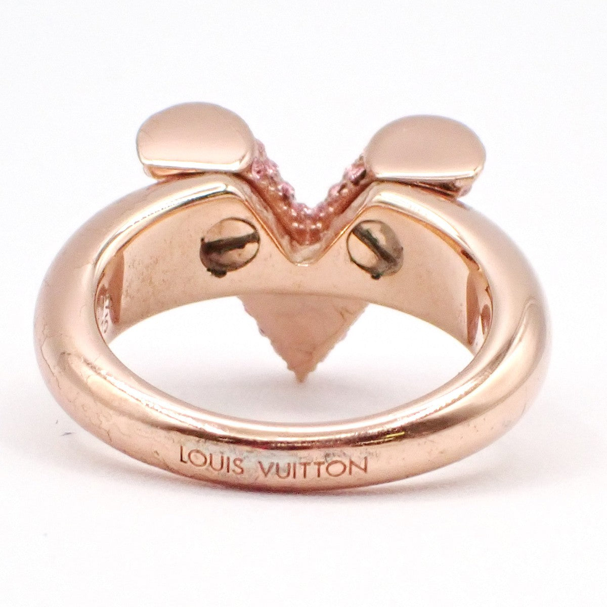 LOUIS VUITTON Essential V Strass Ring Size M Rose Gold Rhinestone M68195 30RL904