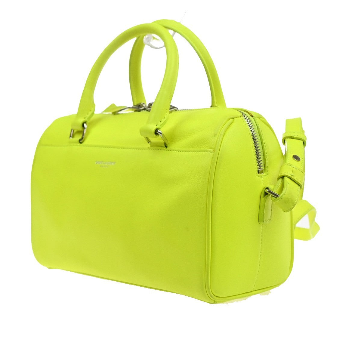 SAINT LAURENT Baby Duffle 2Way Shoulder Hand Bag Leather Neon Yellow 16YJ121