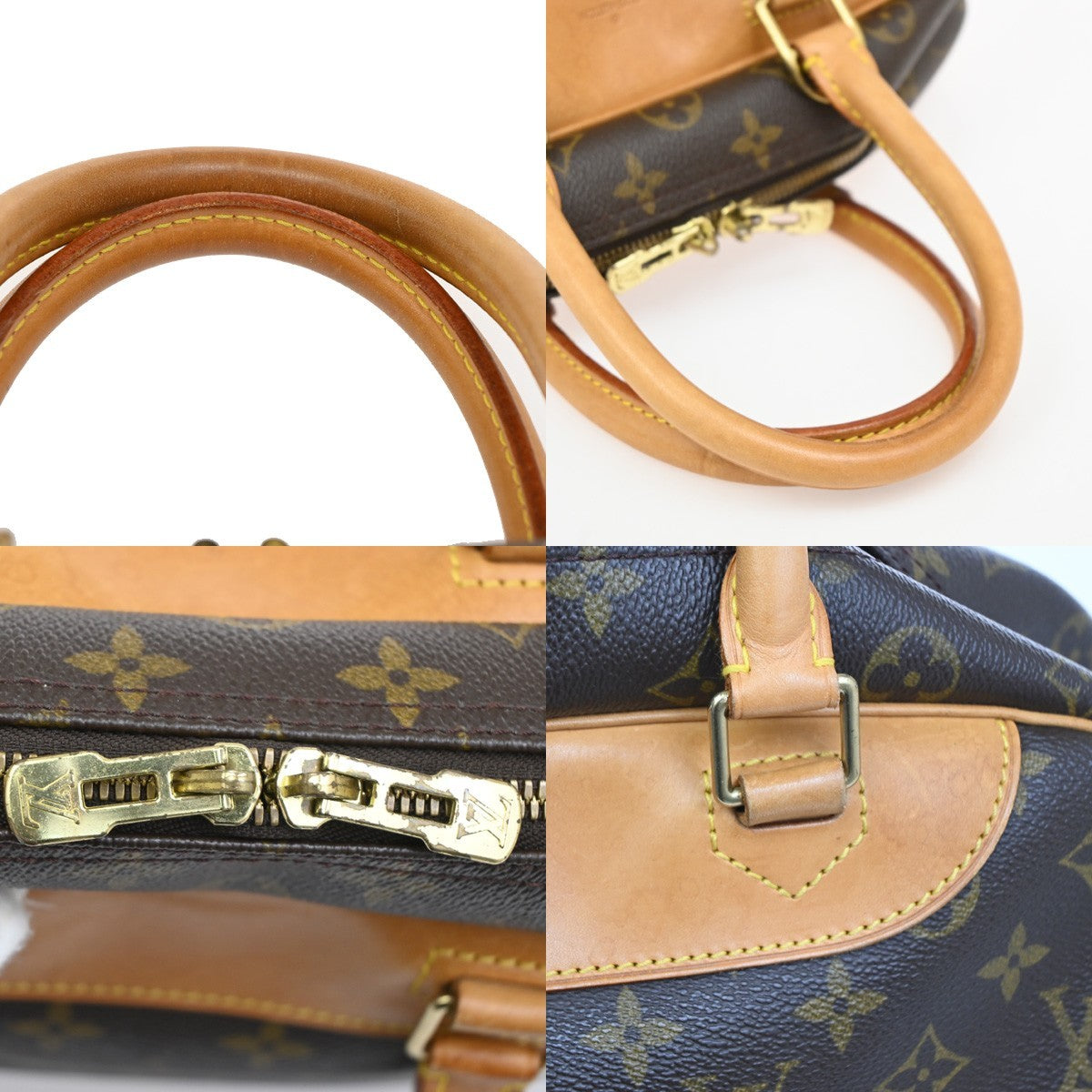 LOUIS VUITTON LV Logo Deauville Hand Bag Monogram Leather Brown M47270 75TA107