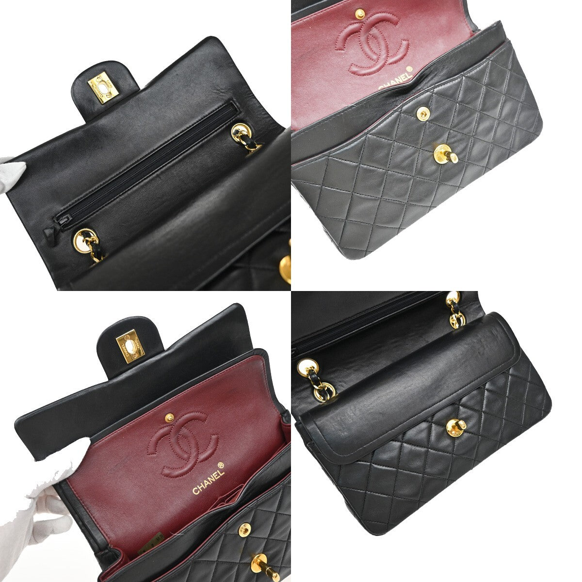 CHANEL Matelasse 23 Double Flap Chain Shoulder Bag Leather BK Vintage 730RF245