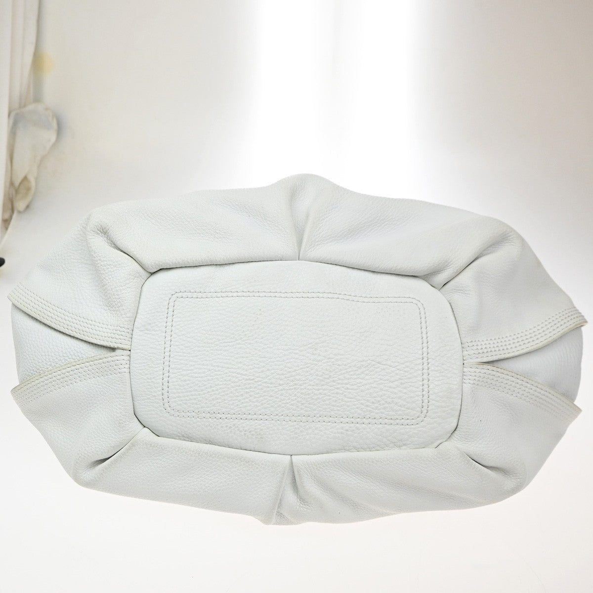 CELINE Logo Bittersweet Shoulder Hand Bag Leather Gold White GHW 35CA528