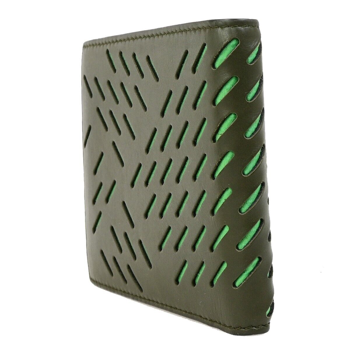 BOTTEGA VENETA Logo Bifold Compact Wallet Leather Khaki Green Italy 36FB223