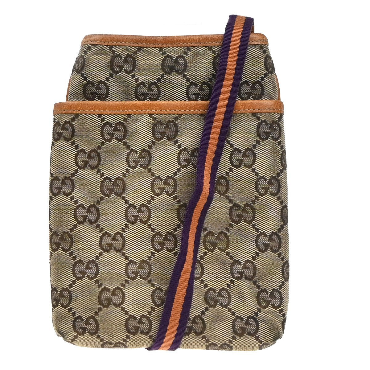 GUCCI Logo GG Pattern Mini Shoulder Bag Canvas Leather Brown 65KP329