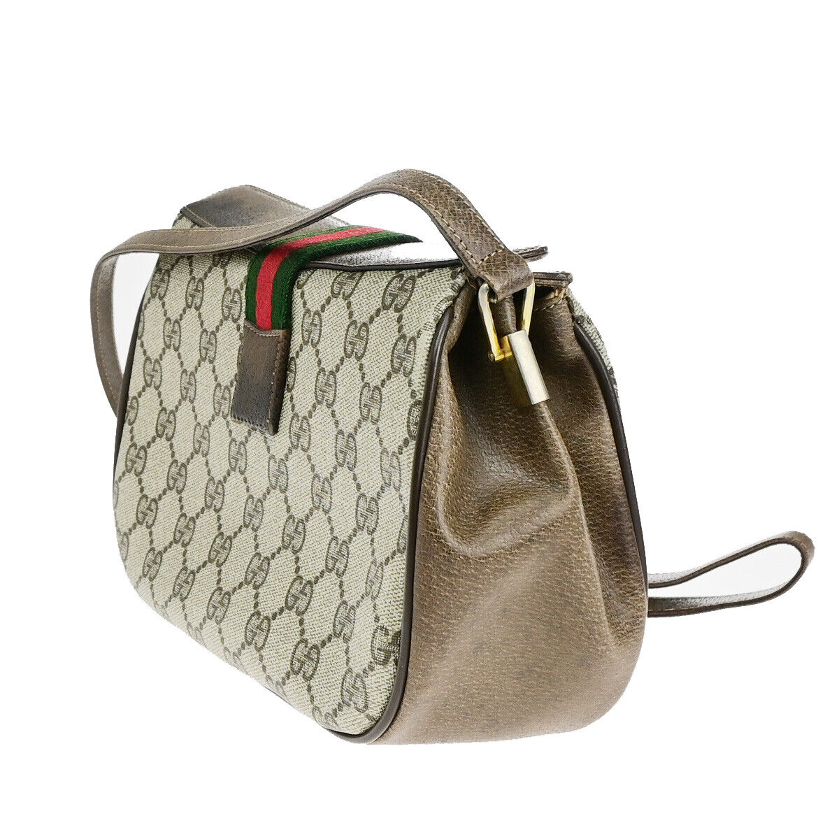 GUCCI Logo Sherry GG Pattern Shoulder Bag PVC Leather Brown Italy 67YF251