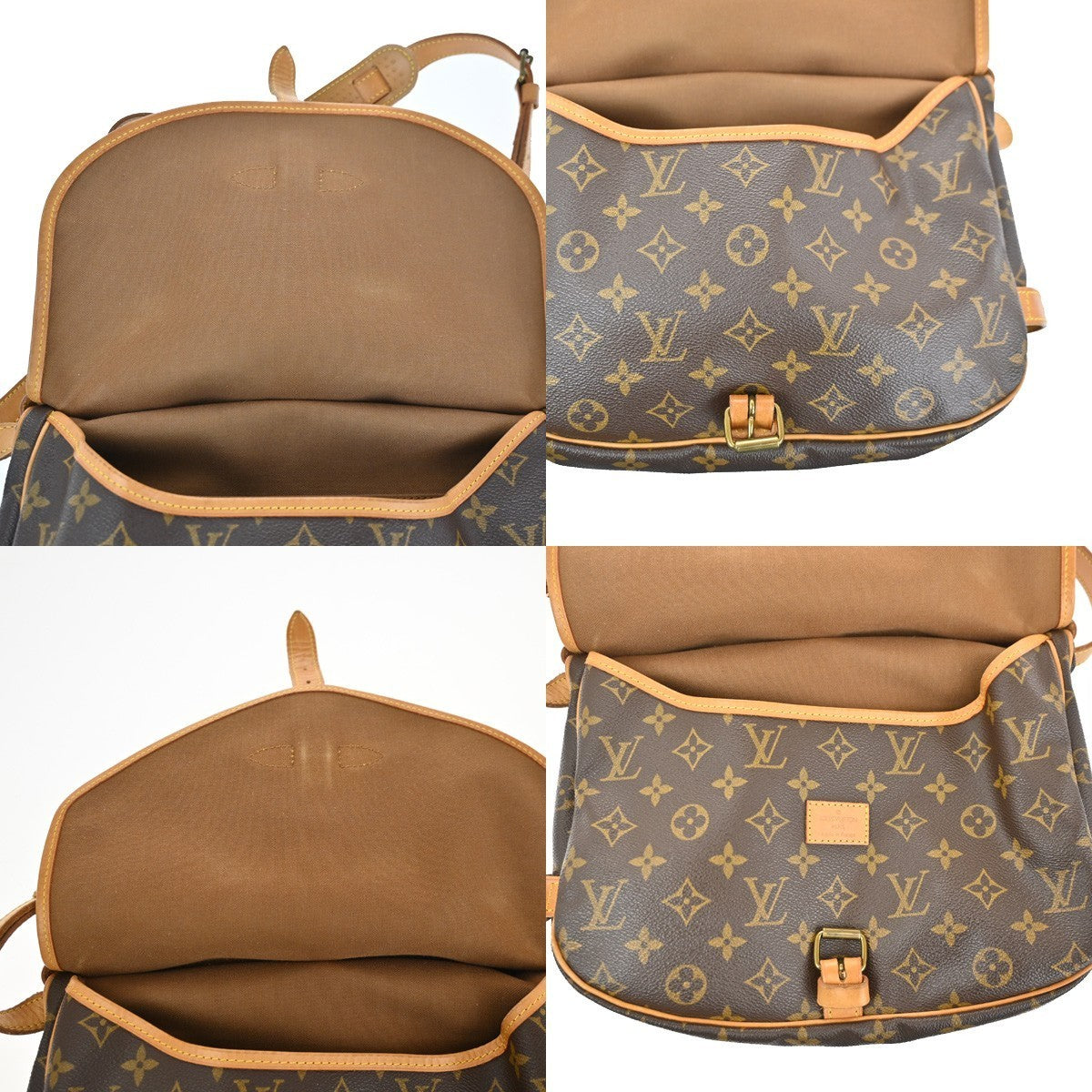 LOUIS VUITTON Logo Saumur 30 Shoulder Bag Monogram Leather Brown M42256 90MA320