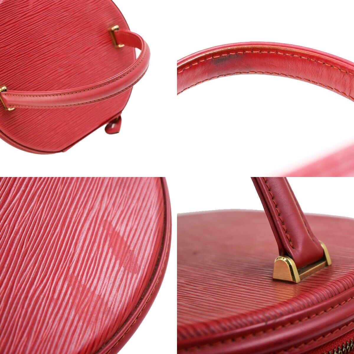 LOUIS VUITTON LV Logo Cannes Hand Vanity Bag Epi Leather Red M48037 31EC931